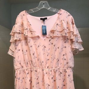 Lane Bryant Blush Pink Floral Ruffle Peplum Blouse